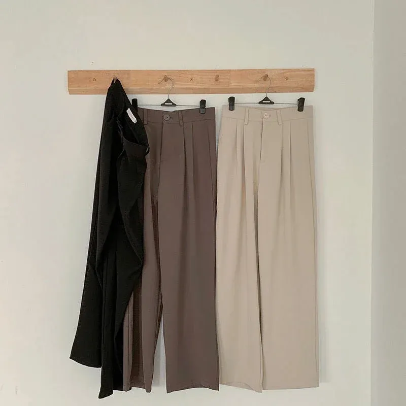 Pants Noir™ | Women's High Waist Suit Trousers | Loose Fit, Casual Button Design, Korean Fashion Style