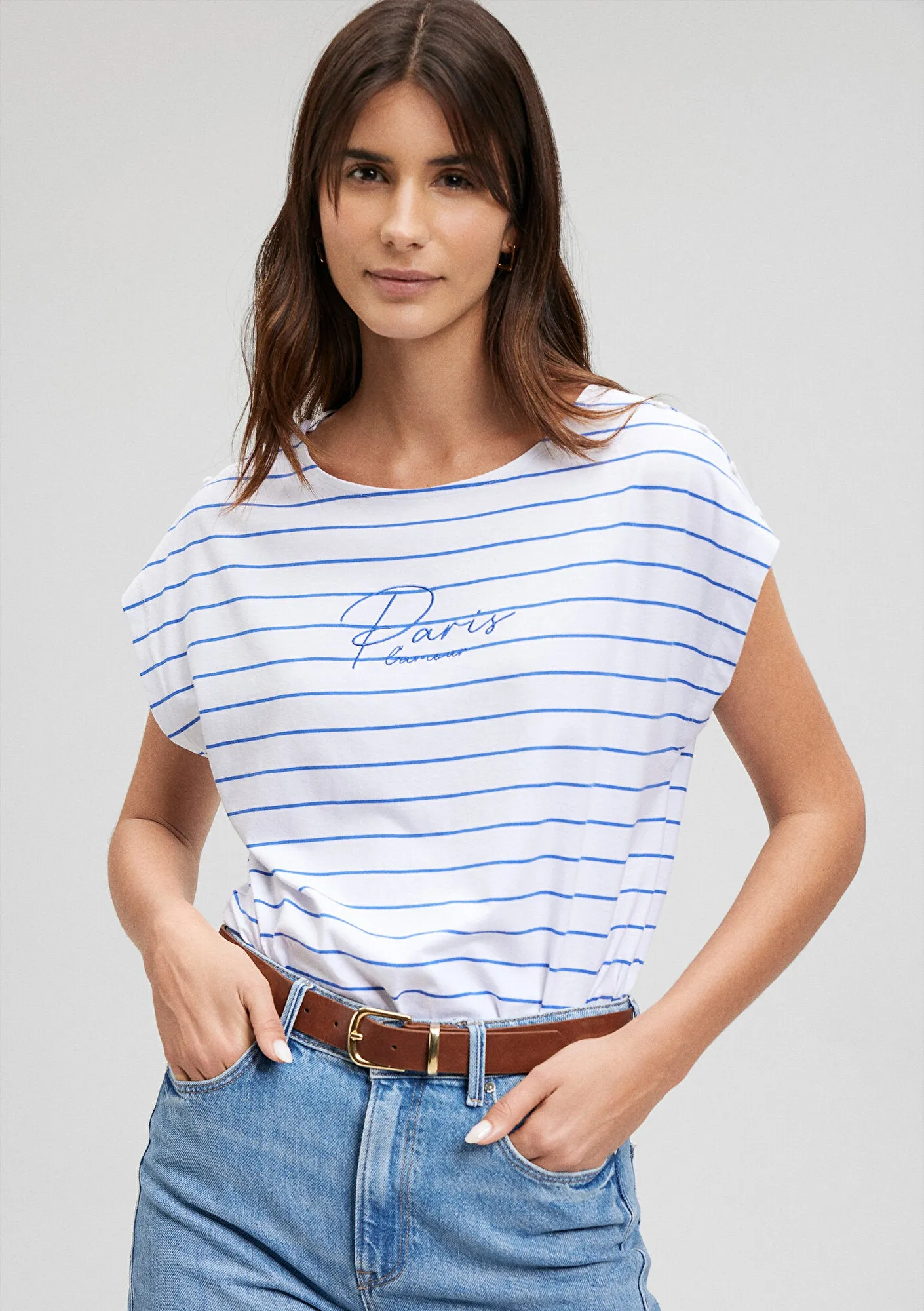 Paris Printed Striped T-Shirt