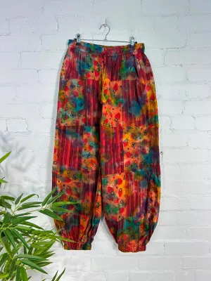 Patch & Tie Dye Harem Trousers