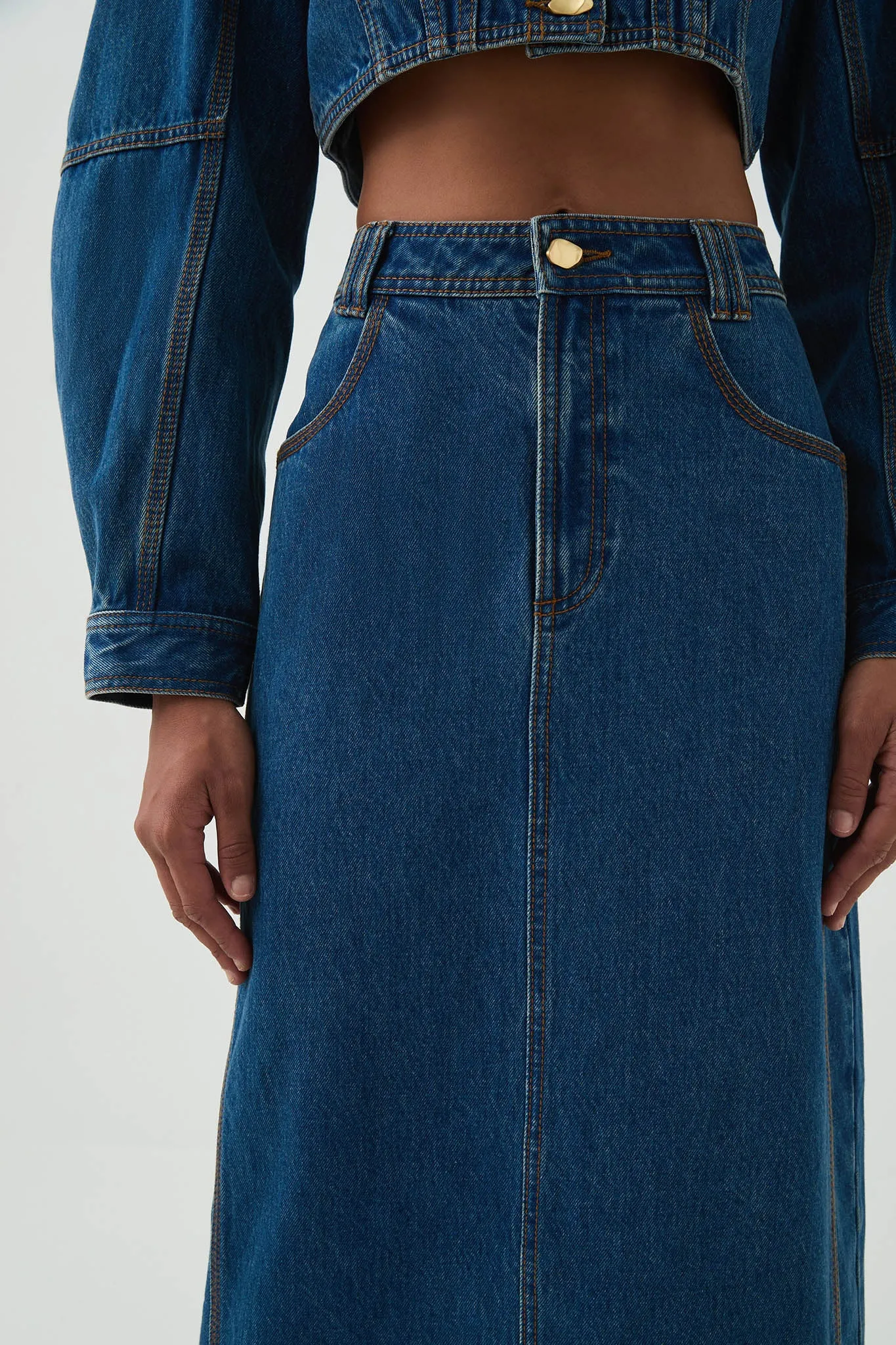 Phoenix Denim Midi Skirt