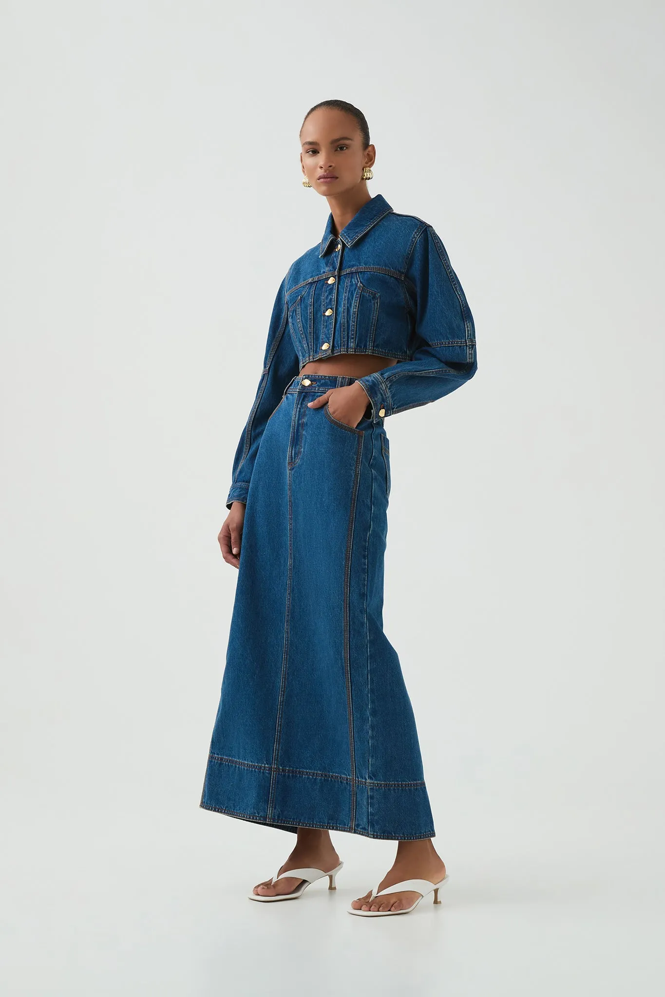 Phoenix Denim Midi Skirt