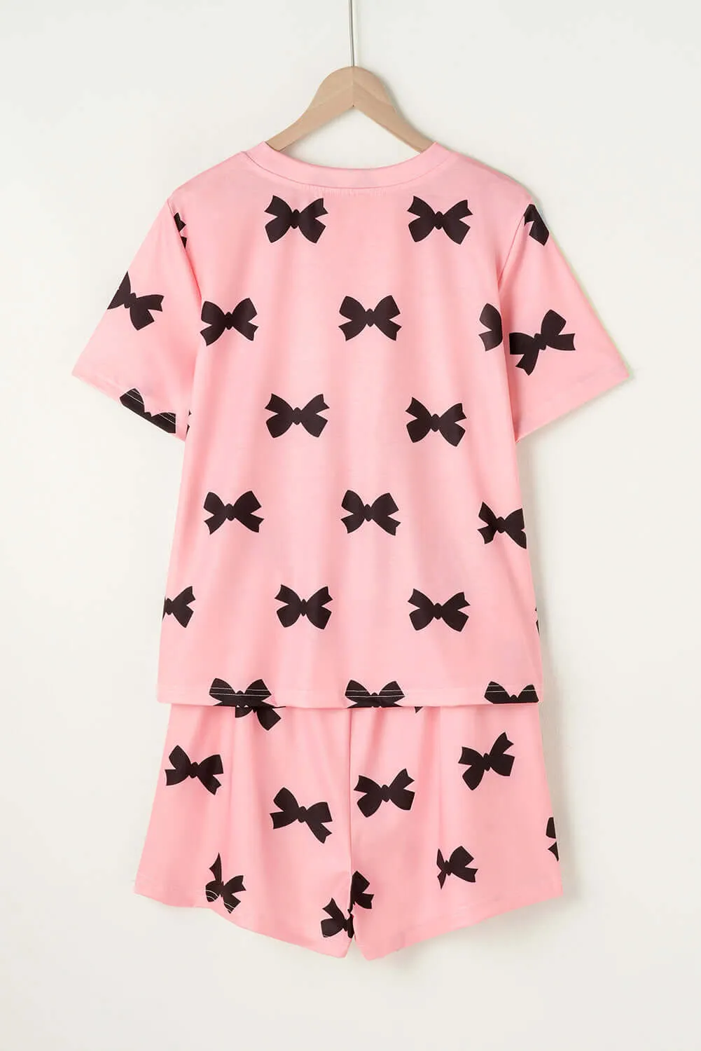 Pink Bow Printed Short 2pcs Lounge Set