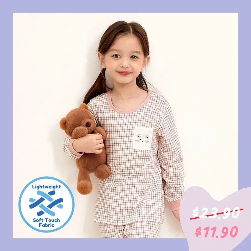 Pink Checked Meow Sleep Set (Comfy-Fit) 2308U05