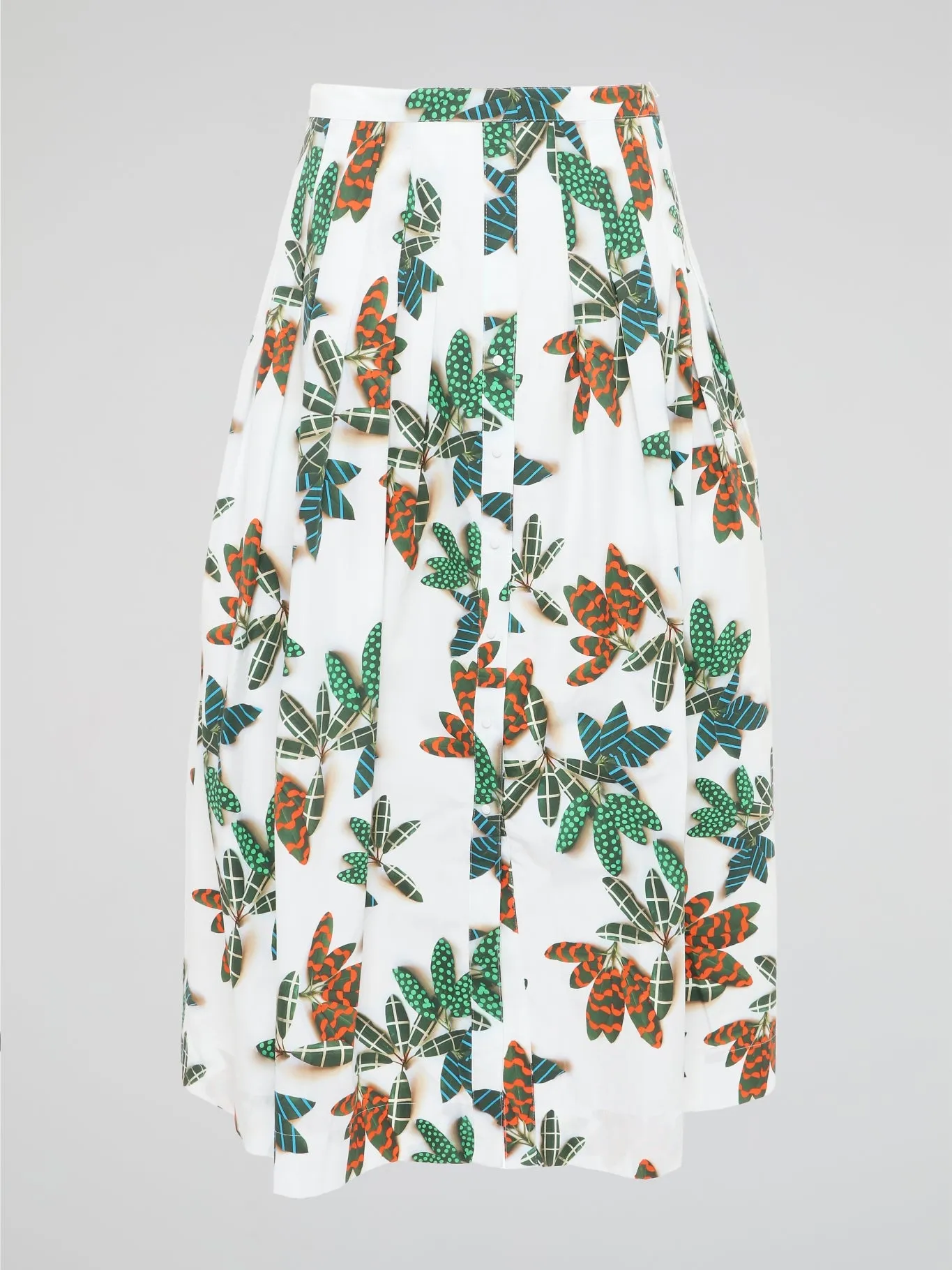 Printed Pleated Midi Skirt