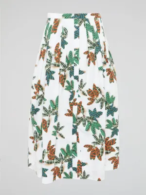Printed Pleated Midi Skirt