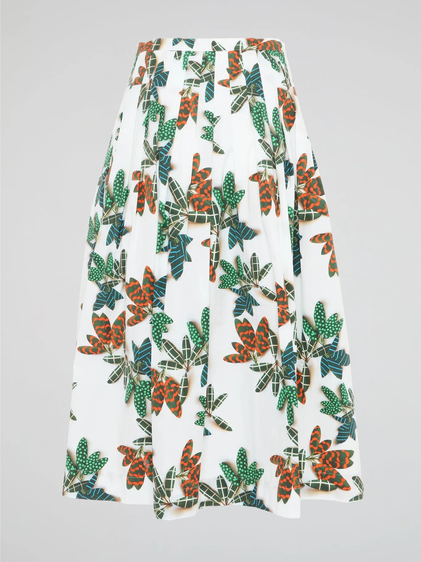 Printed Pleated Midi Skirt
