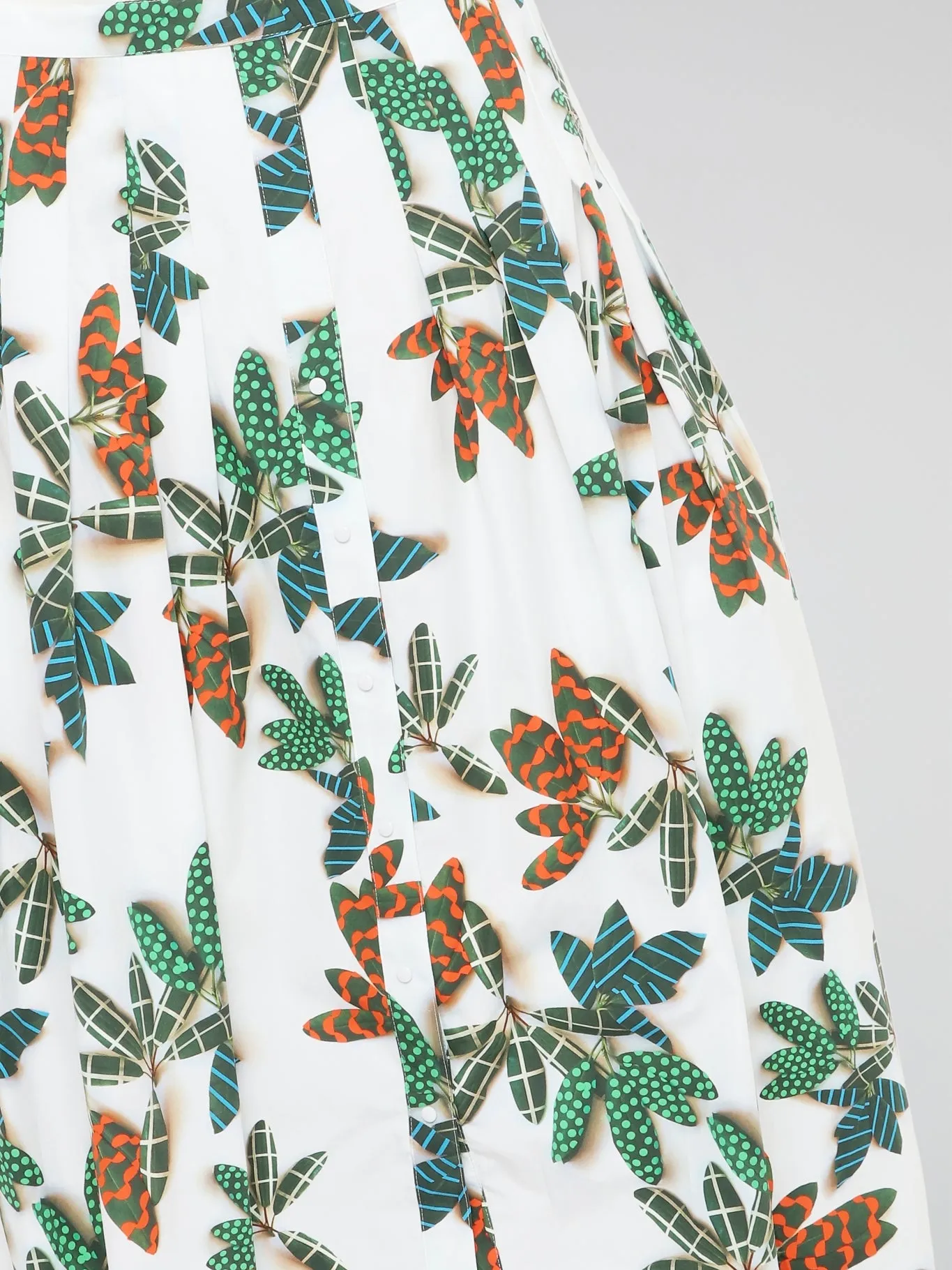 Printed Pleated Midi Skirt