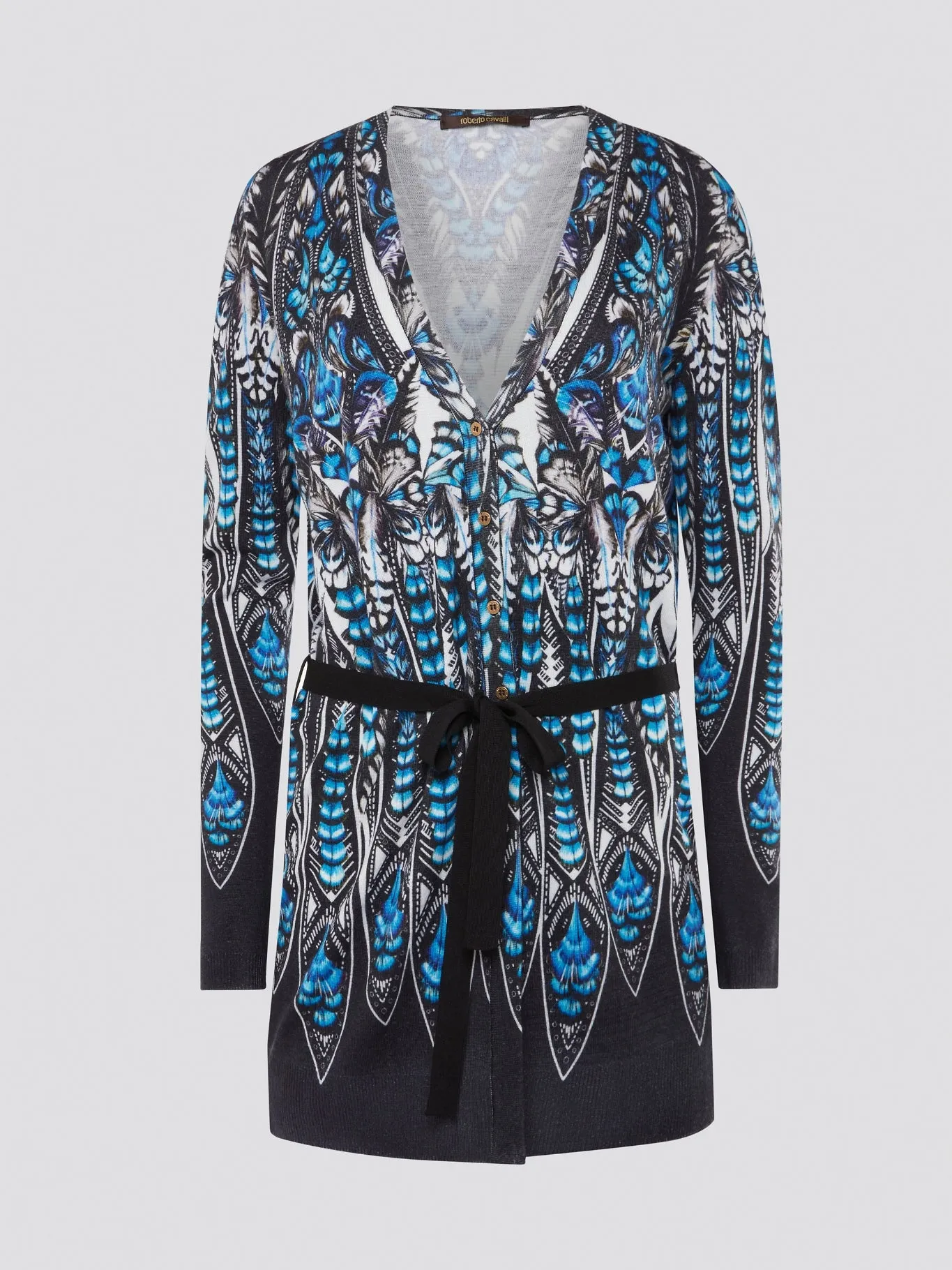 Printed Tie-Front Cardigan