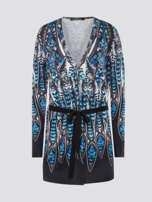 Printed Tie-Front Cardigan