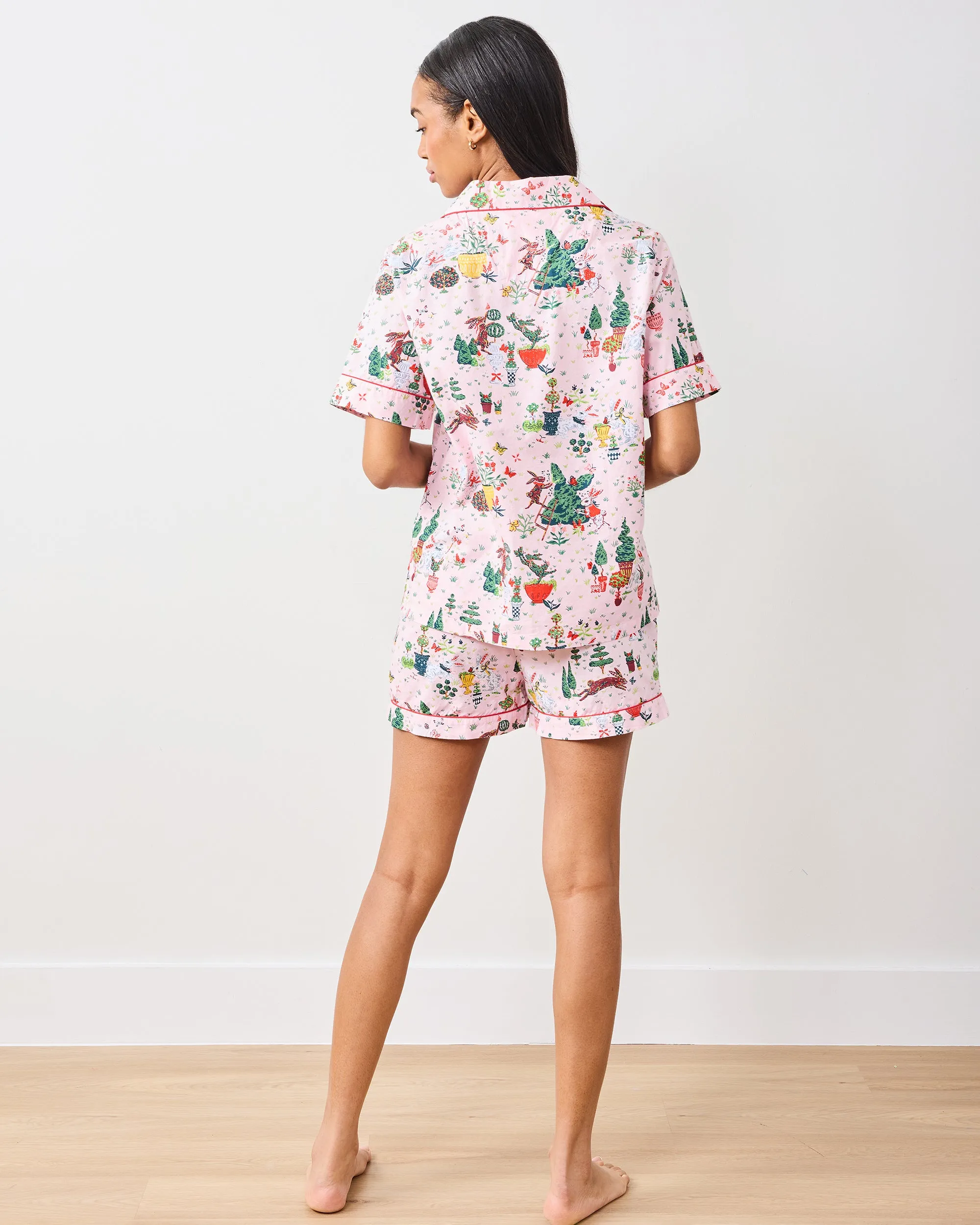 Rabbit Topiary - Short PJ Set - Easter Pink