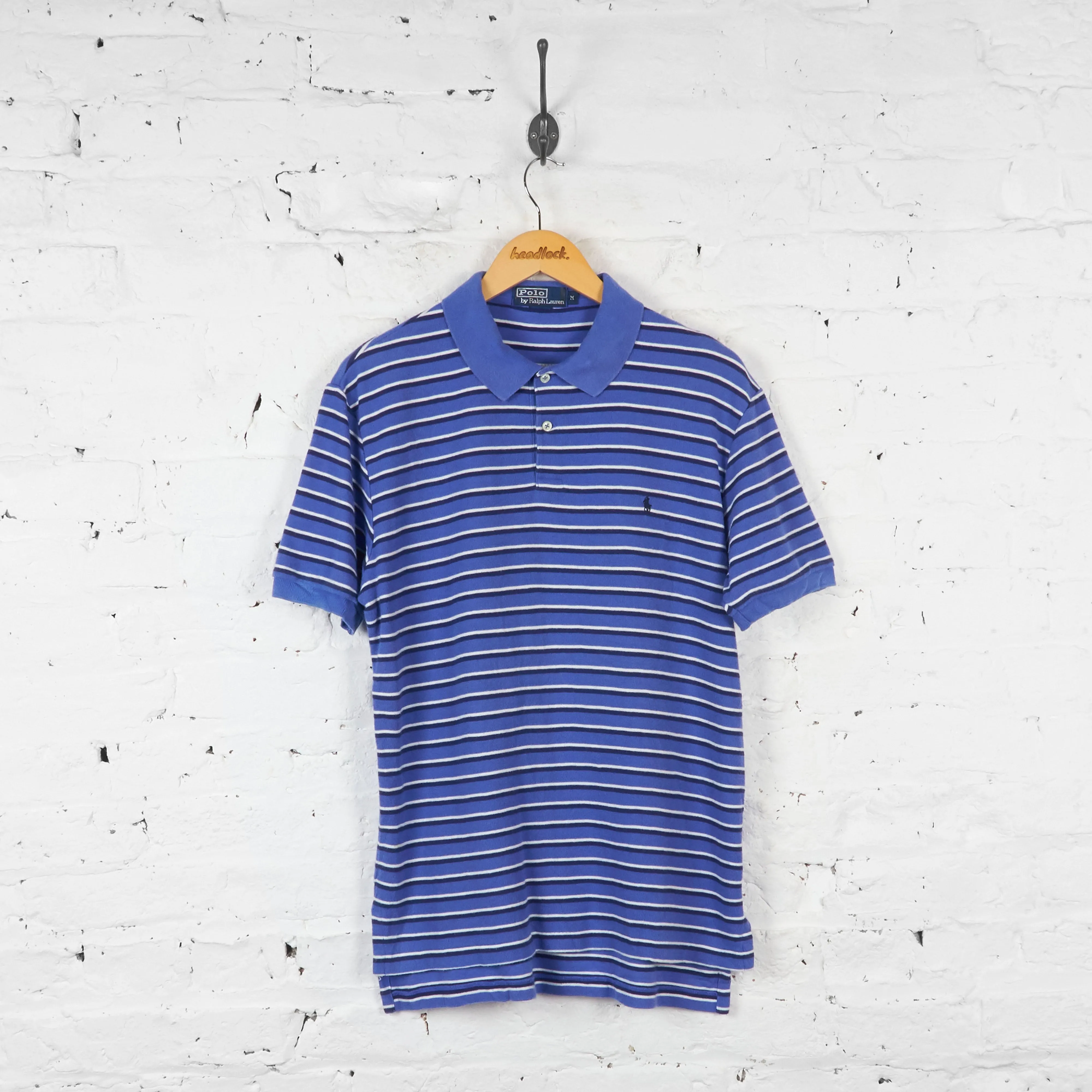 Ralph Lauren Striped Polo Shirt - Blue - M