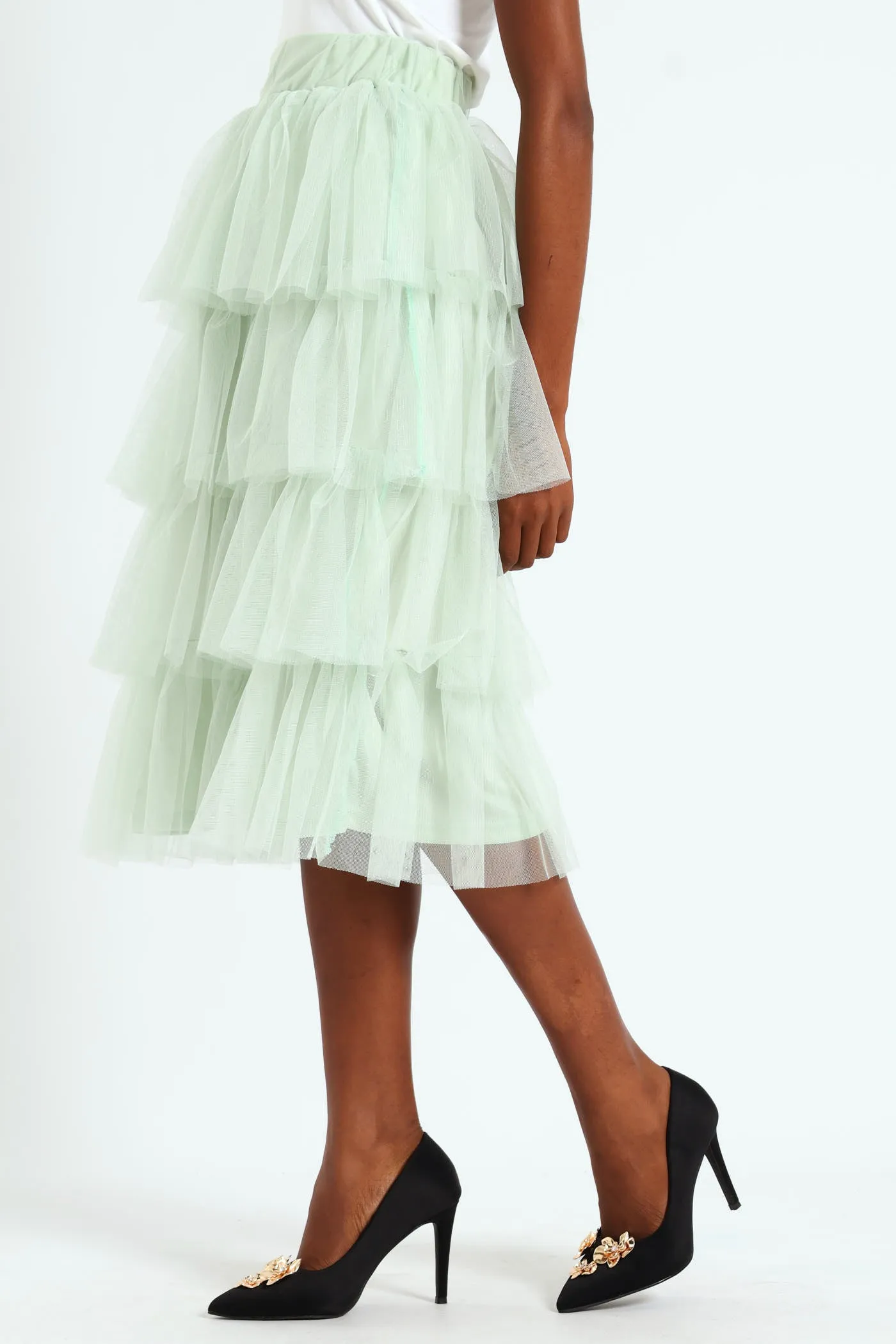 Rara Tiered Midi Skirt - Mint