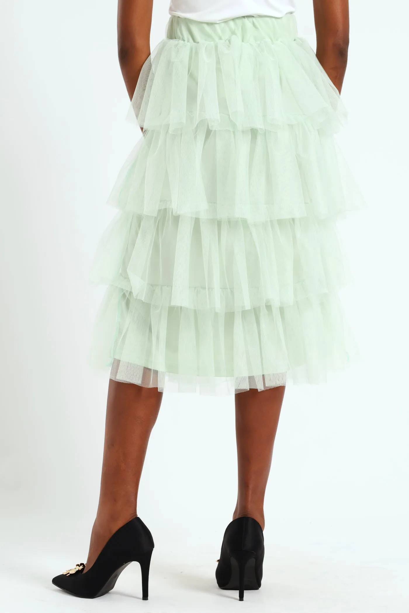 Rara Tiered Midi Skirt - Mint