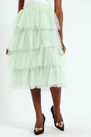 Rara Tiered Midi Skirt - Mint