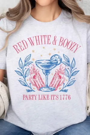 RED WHITE AND BOOZY AMERICANA OVERSIZED TEE