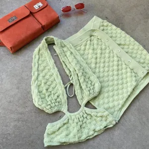 Reece Green Checkered Sweater Button Skirt