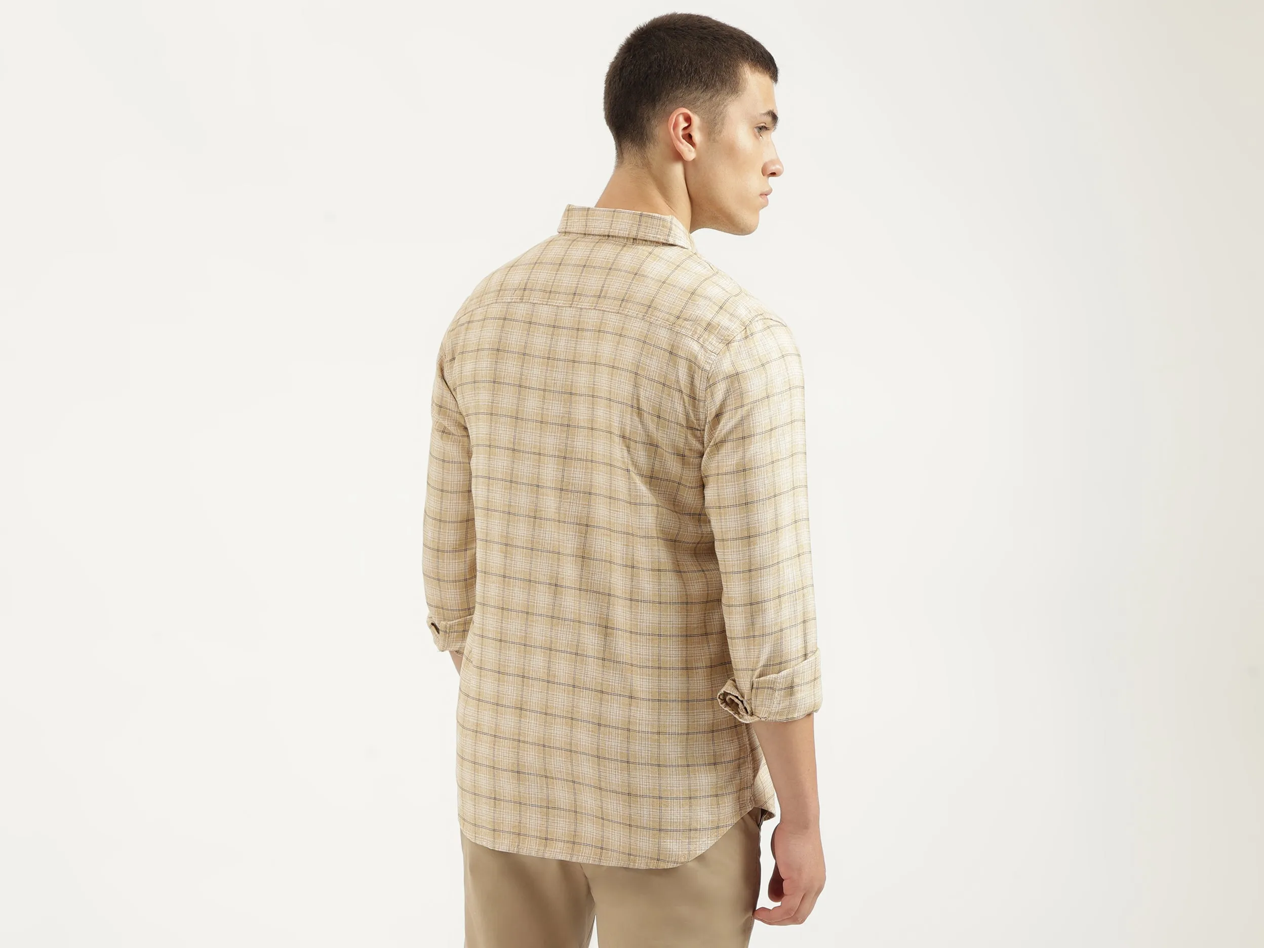 Regular Fit Spread Collar Checkered Shirts