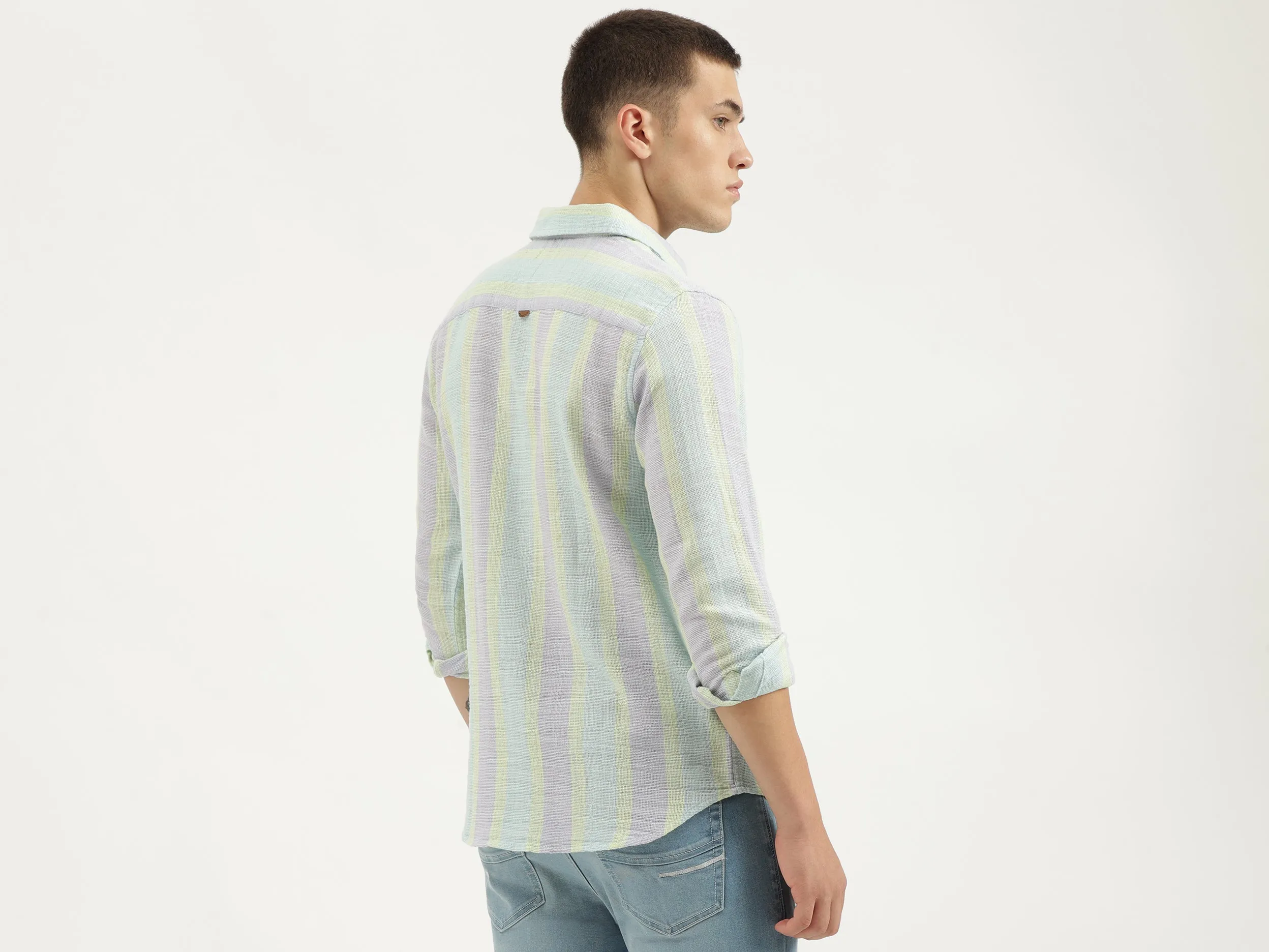 Regular Fit Spread Collar Striped Shirts