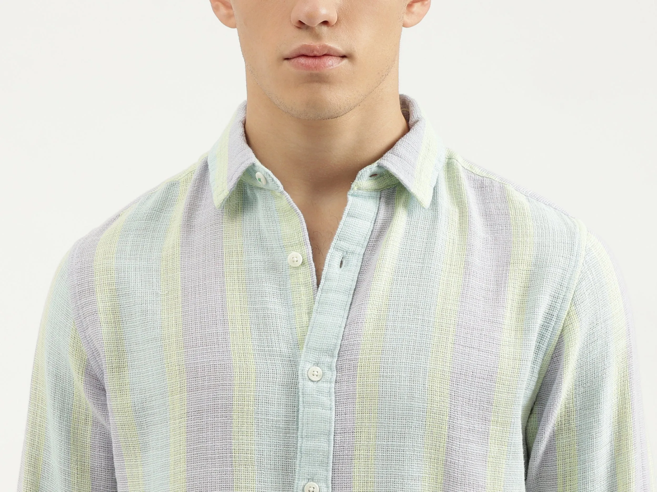Regular Fit Spread Collar Striped Shirts