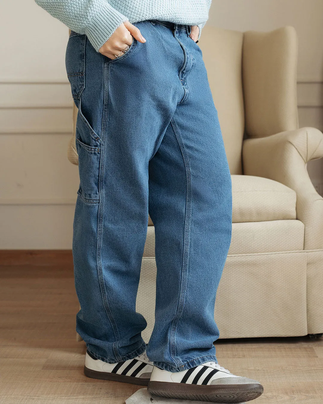 Relaxed Fit Men Denim Pants