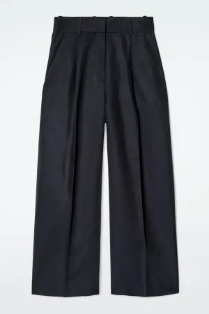 Relaxed linen-blend wide-leg trousers
