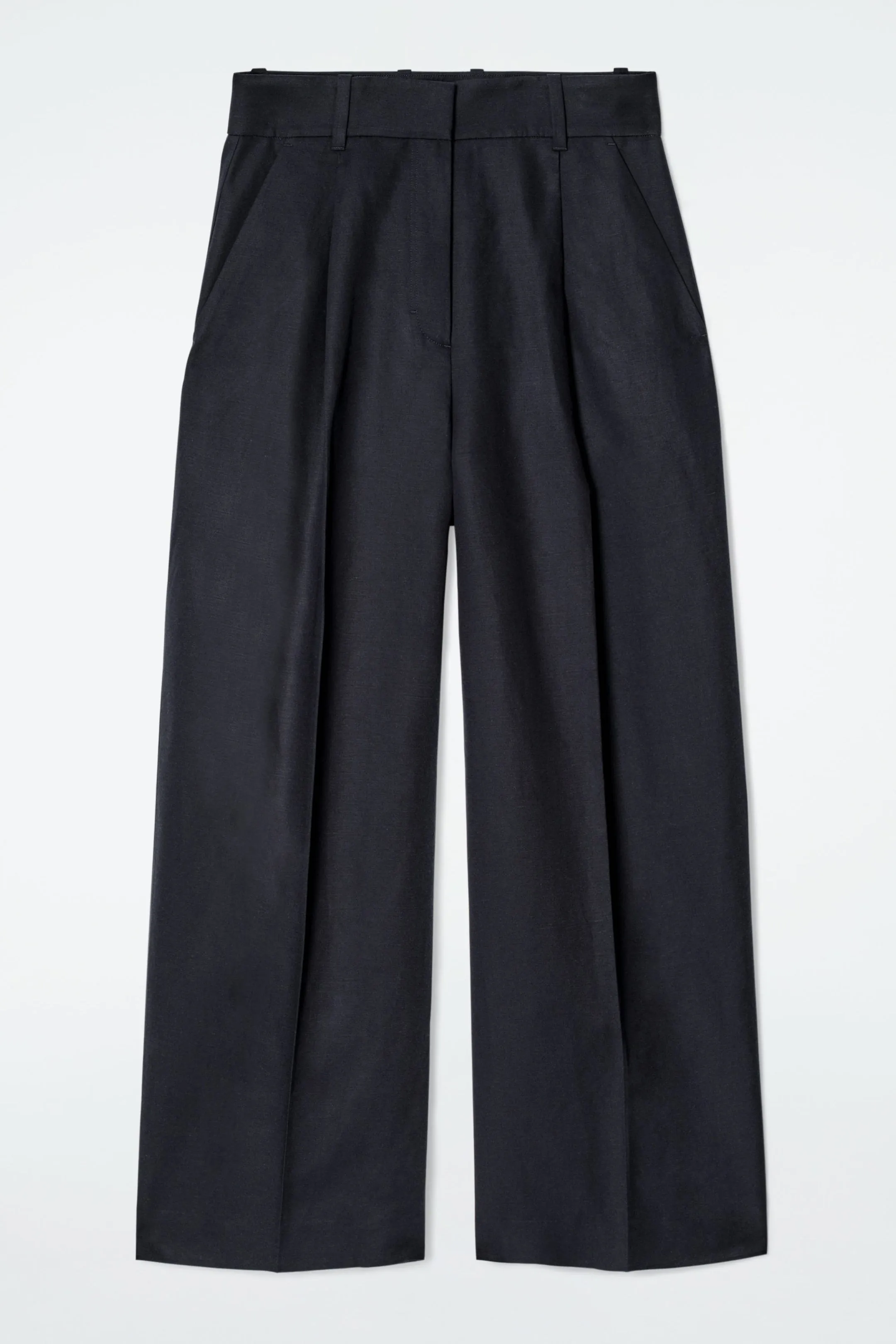 Relaxed linen-blend wide-leg trousers