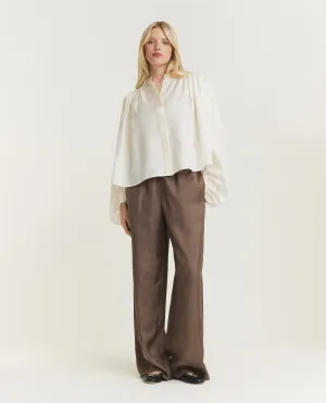 Relaxed Silk Trousers - Bruin