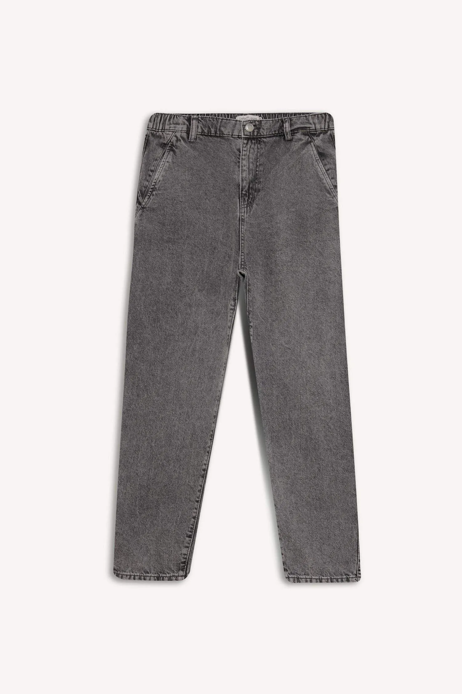 Relaxed Slouchy Fit Wide Leg Washed Jeans