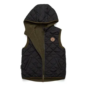 REVERSIBLE HOODED YETI VEST Black/Khaki