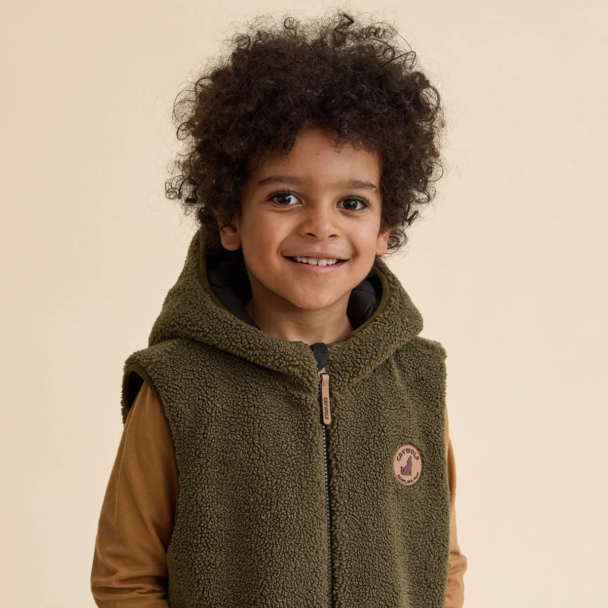 REVERSIBLE HOODED YETI VEST Black/Khaki