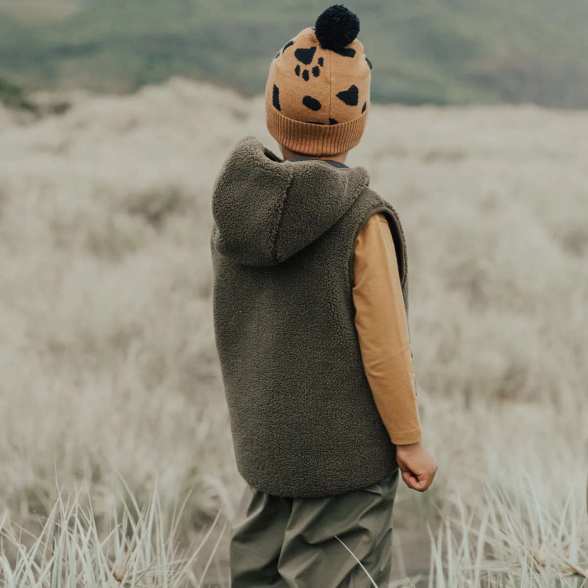 REVERSIBLE HOODED YETI VEST Black/Khaki