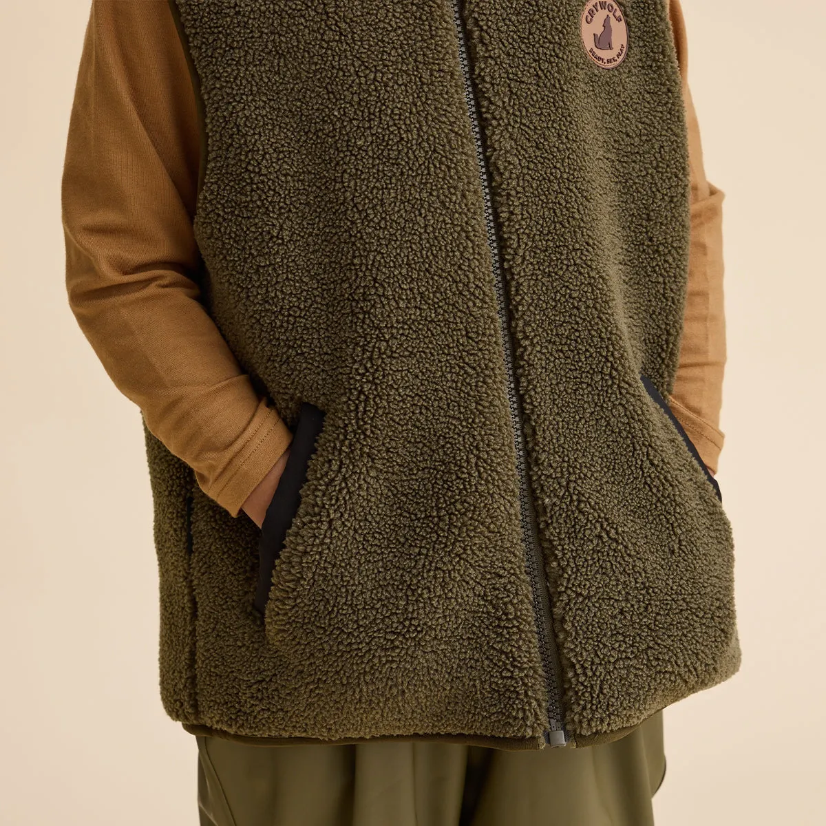 REVERSIBLE HOODED YETI VEST Black/Khaki