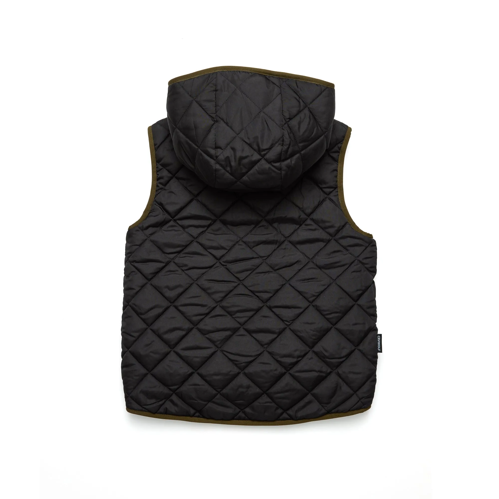 REVERSIBLE HOODED YETI VEST Black/Khaki