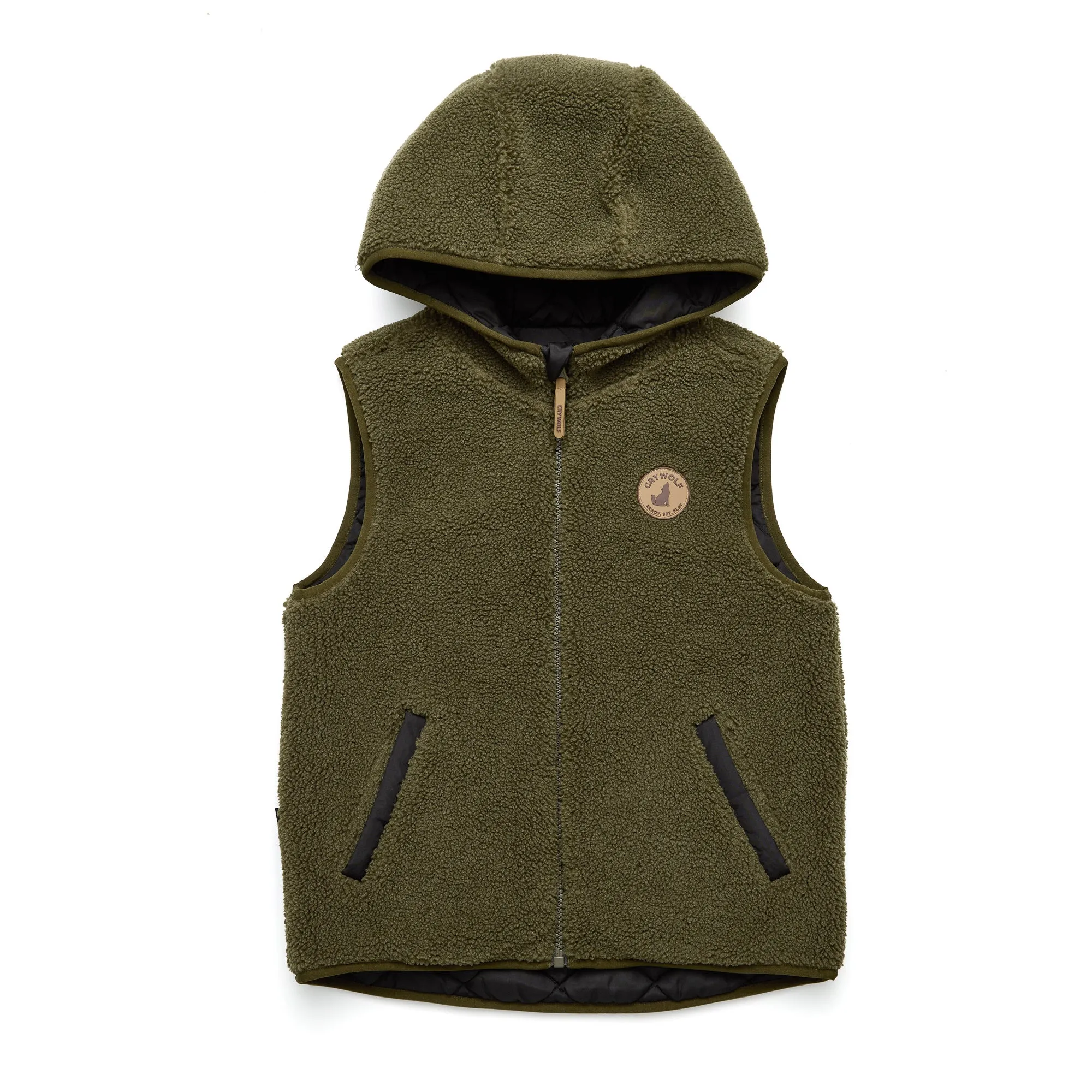 REVERSIBLE HOODED YETI VEST Black/Khaki