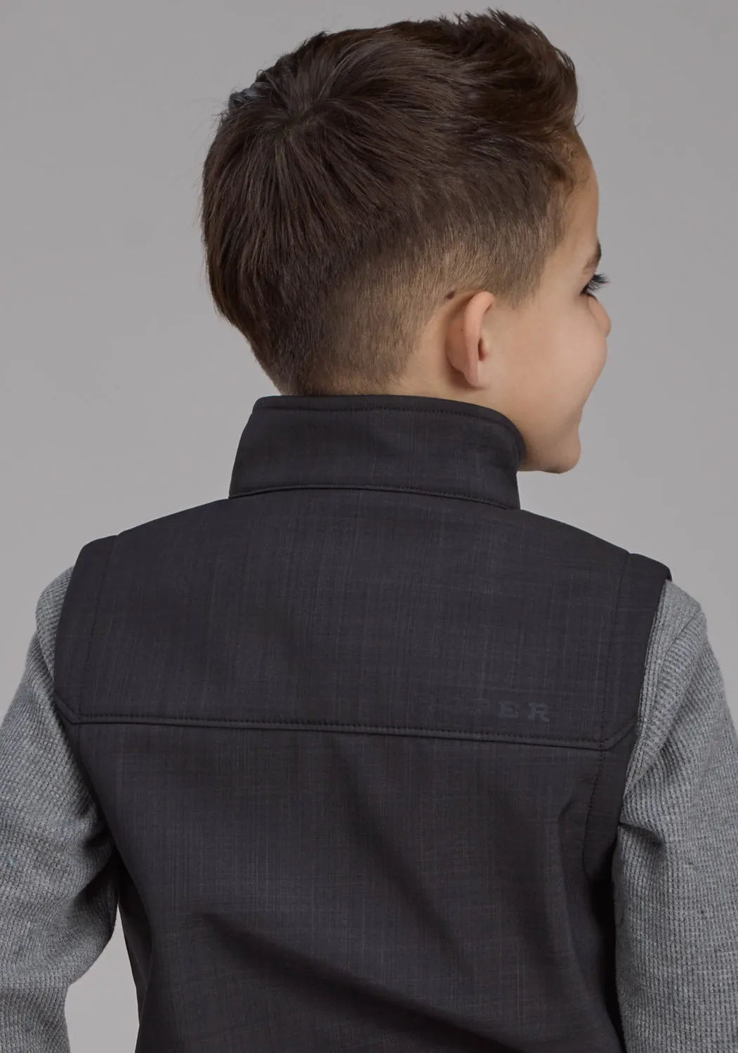 Roper Kids Boys Bonded Fleece Charcoal Heather Poly/Spandex Softshell Vest