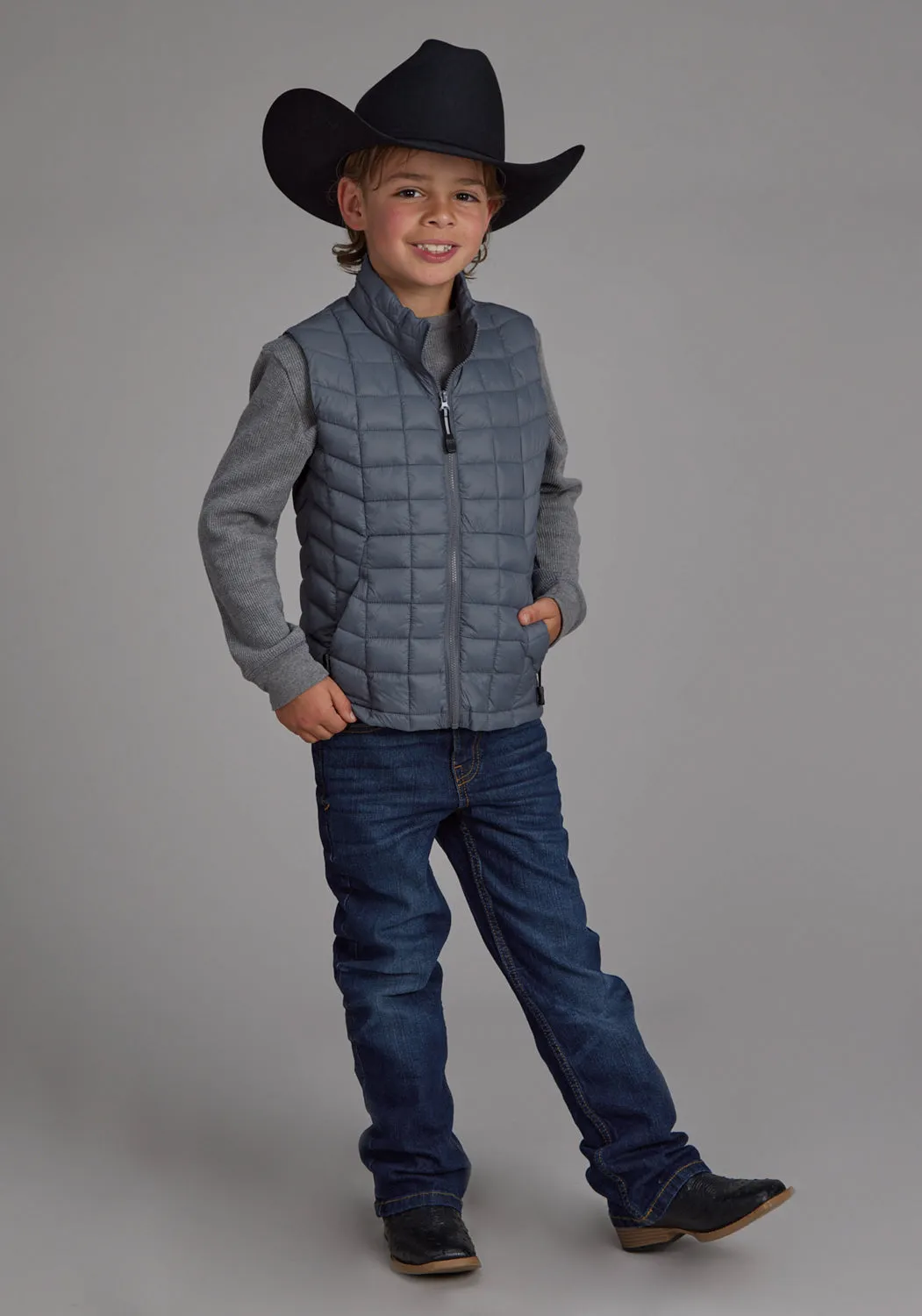 Roper Kids Boys Polyfill Parachute Silver Blue 100% Nylon Softshell Vest