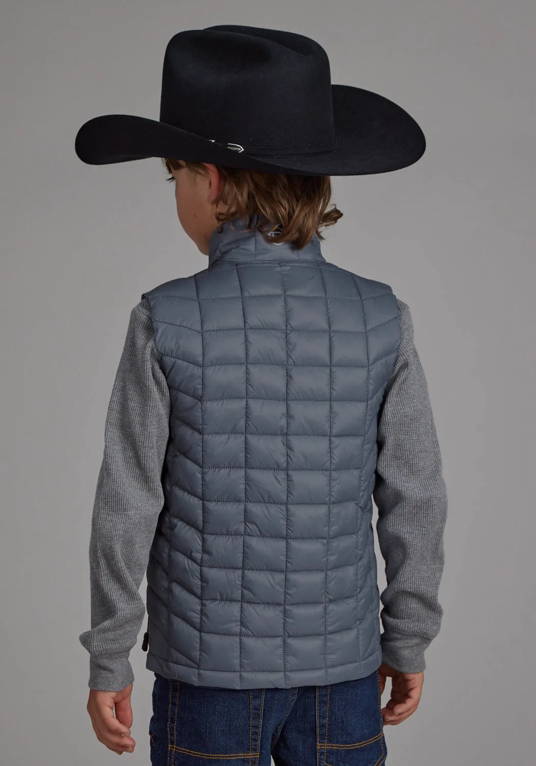 Roper Kids Boys Polyfill Parachute Silver Blue 100% Nylon Softshell Vest
