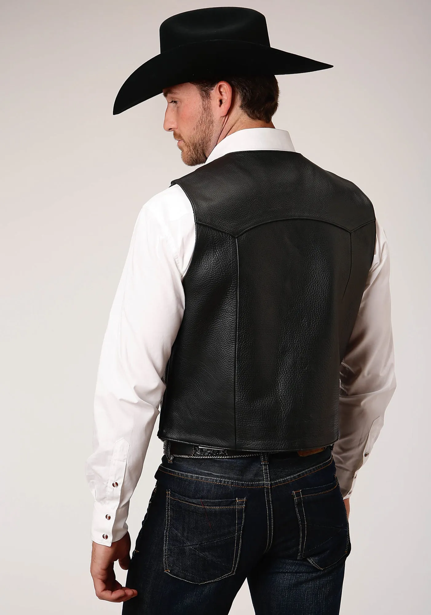 Roper Mens Buffalo Nickel Nappa Black Leather Leather Vest