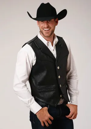 Roper Mens Buffalo Nickel Nappa Black Leather Leather Vest