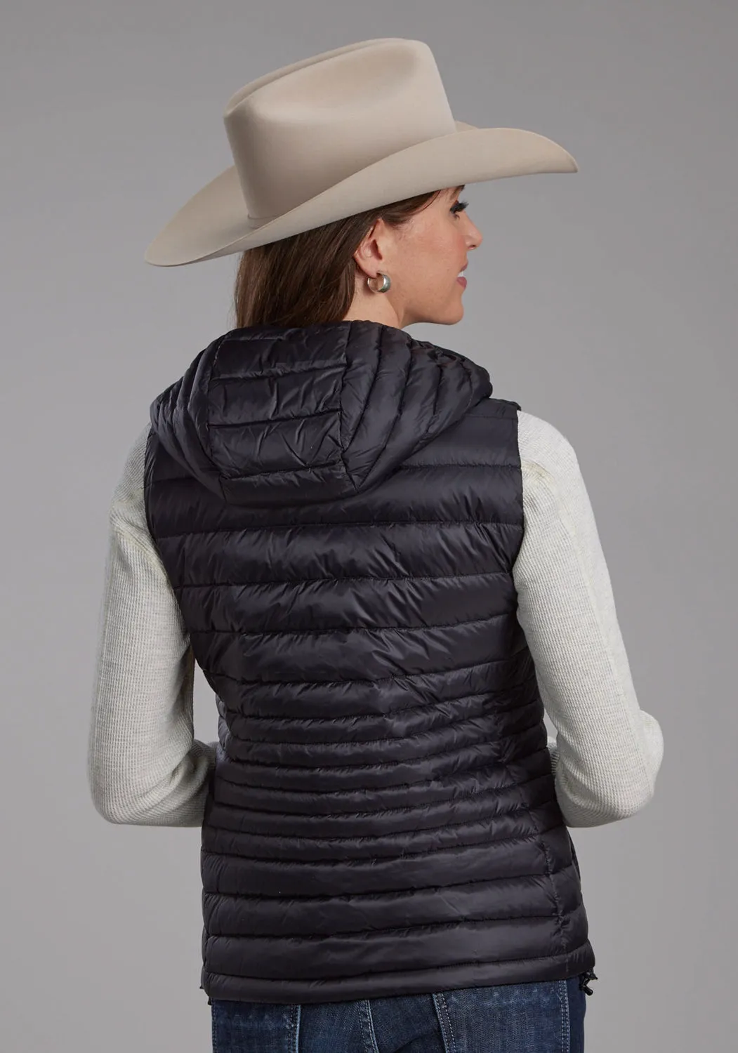Roper Womens Down Proof Coated Black 100% Nylon Softshell Vest
