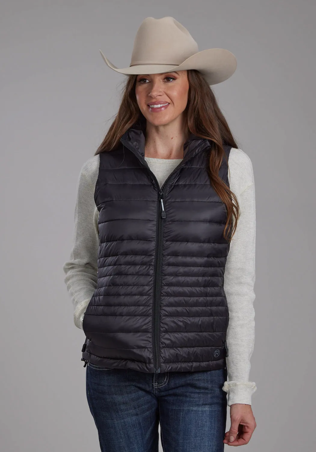 Roper Womens Down Proof Coated Black 100% Nylon Softshell Vest