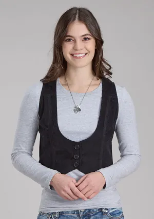 Roper Womens Fitted Mini Corduroy Black 100% Cotton Cotton Vest