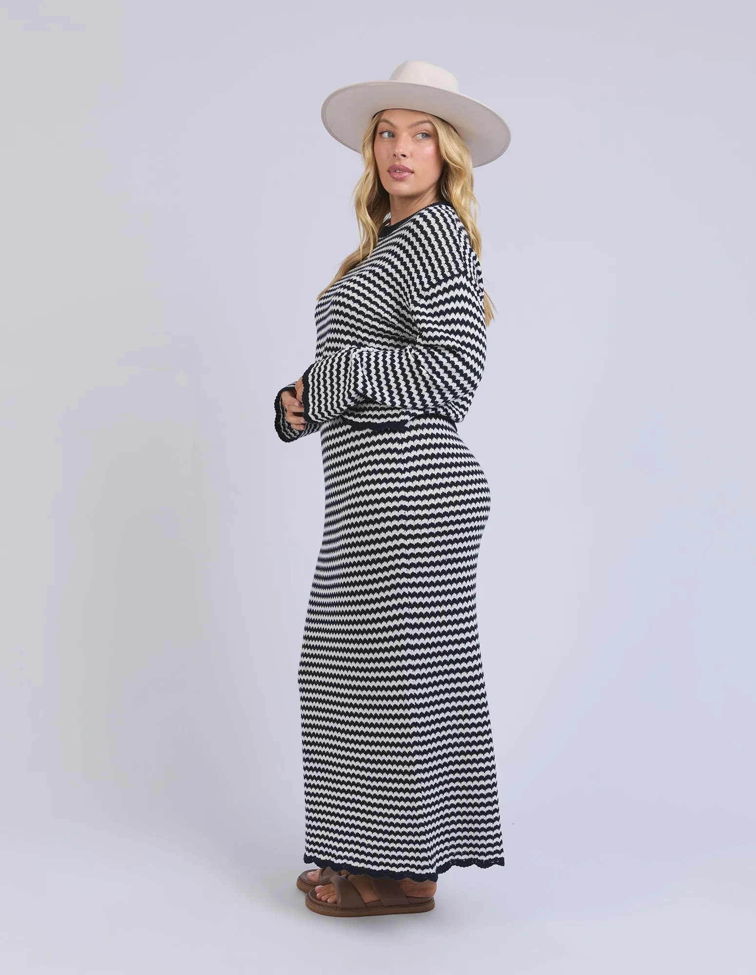 Rosie Stripe Skirt - Navy/White