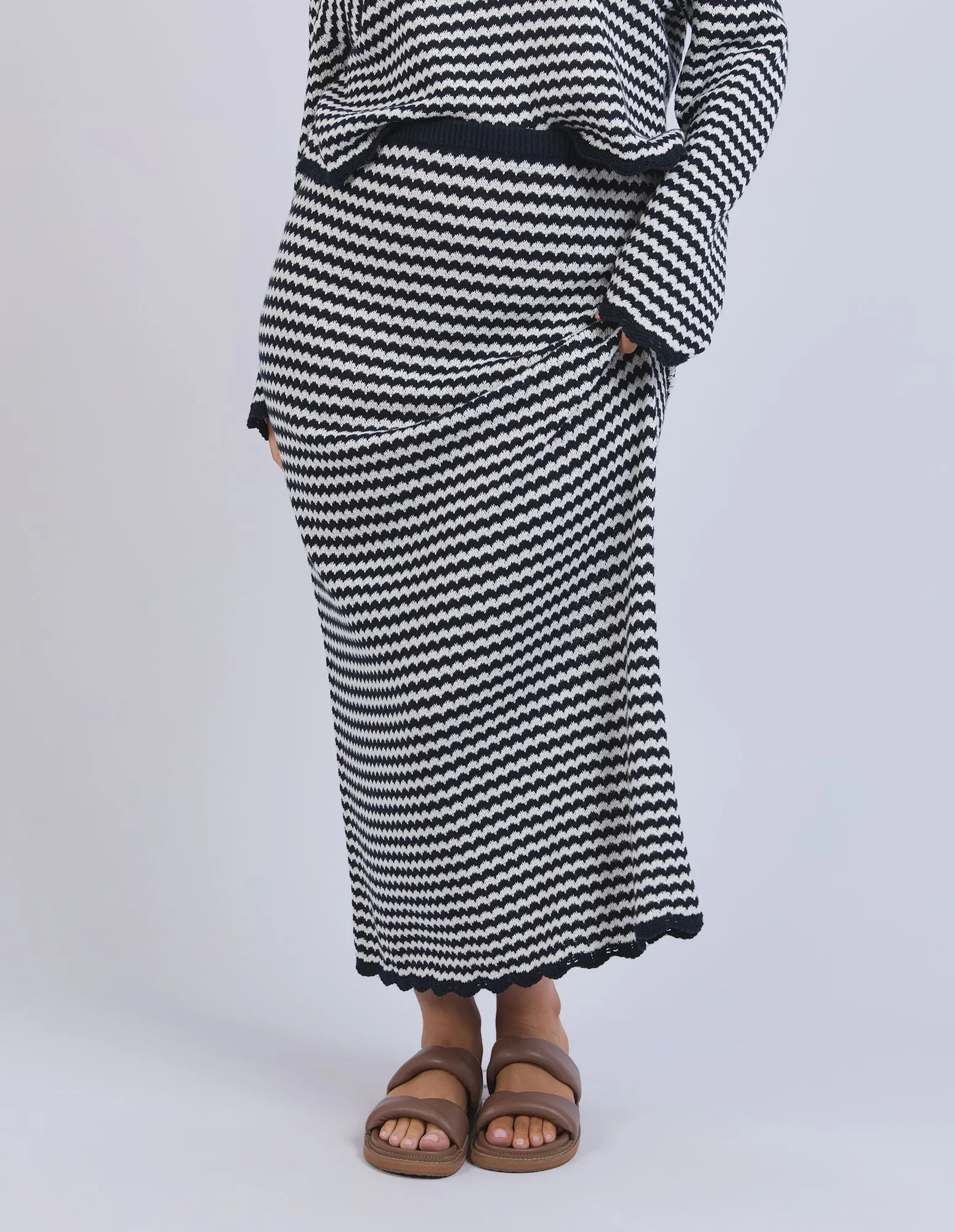 Rosie Stripe Skirt - Navy/White