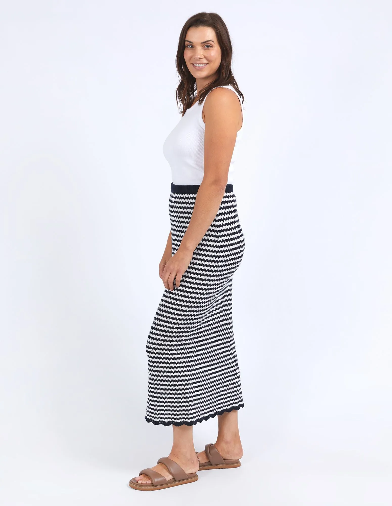 Rosie Stripe Skirt - Navy/White