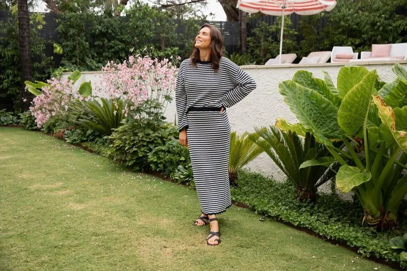Rosie Stripe Skirt - Navy/White