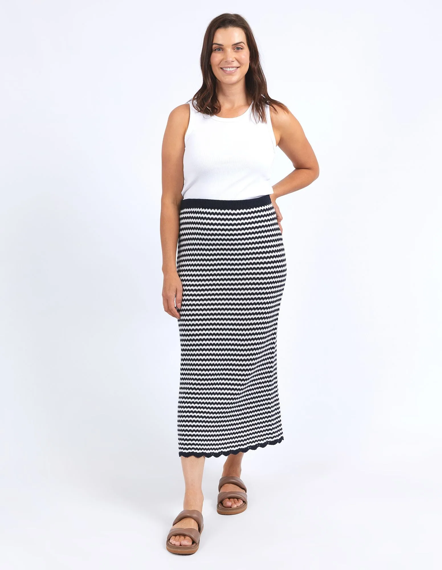 Rosie Stripe Skirt - Navy/White