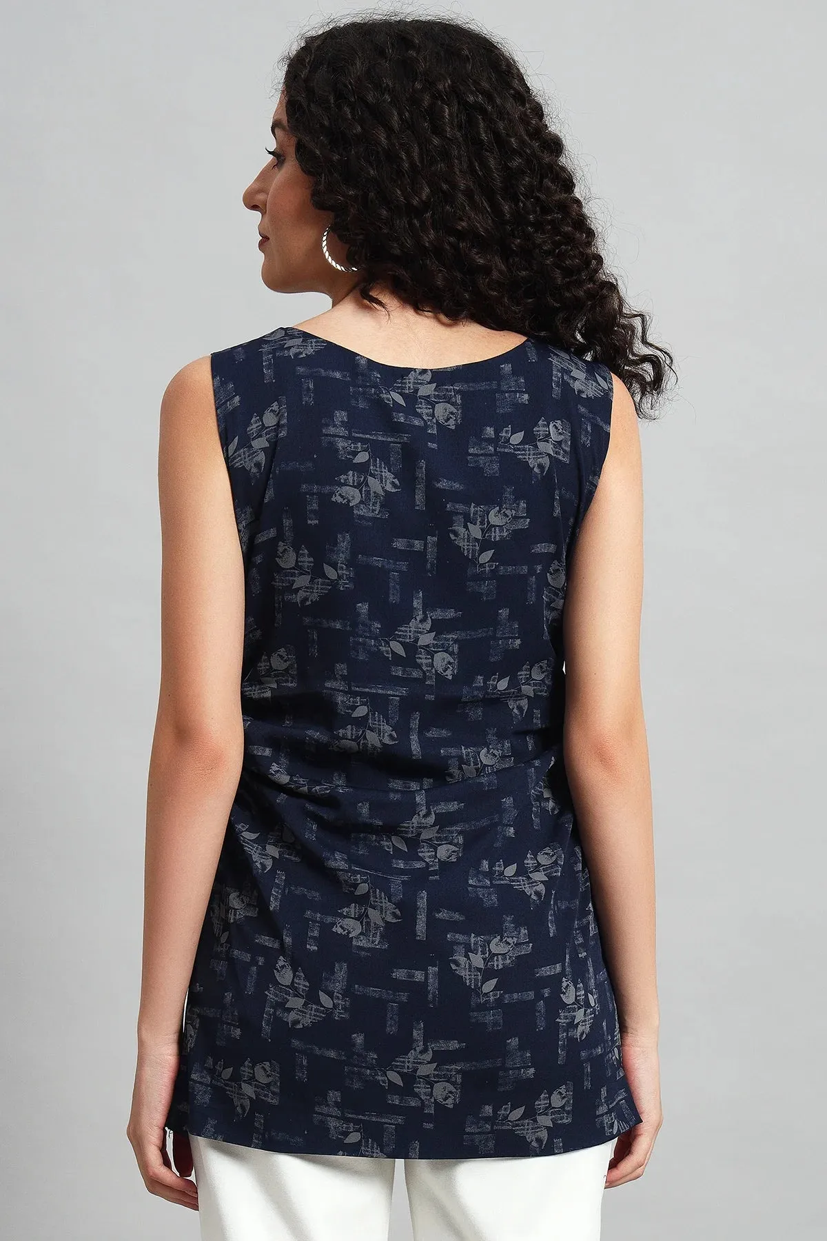 Rouching Crepe Tunic Top
