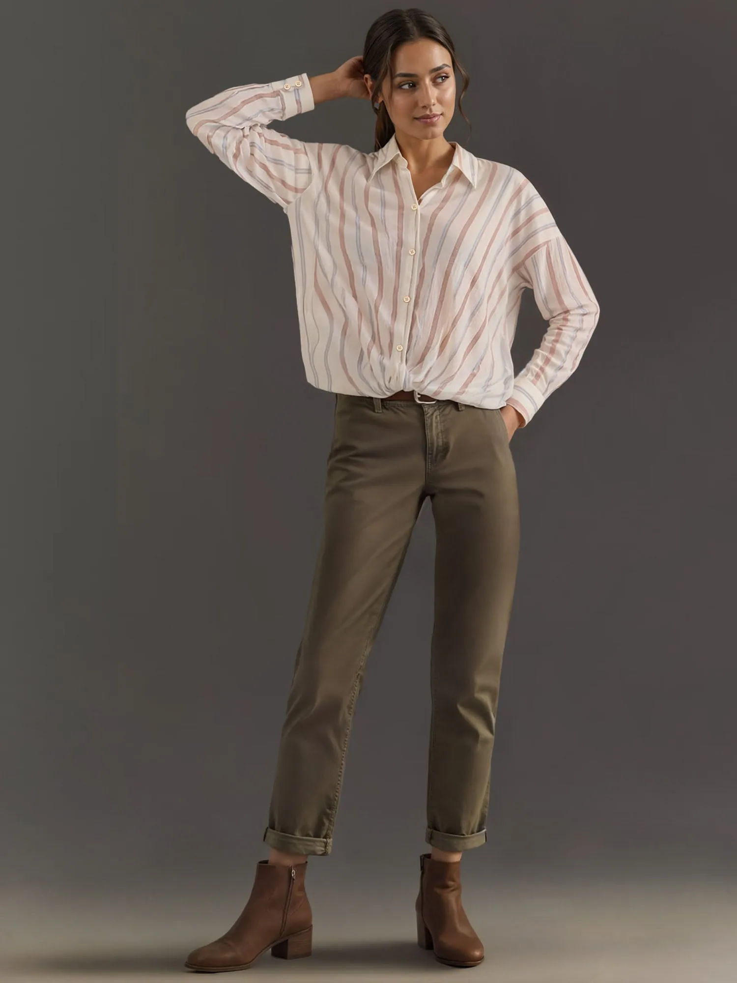 Satin Striped Button Down Shirt