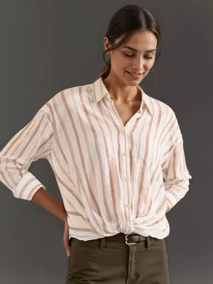 Satin Striped Button Down Shirt